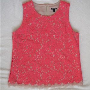 Coral & Nude Lace Top